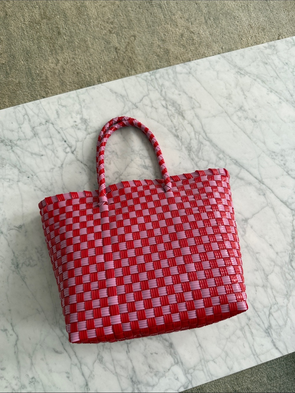 Plastic weave basket bag